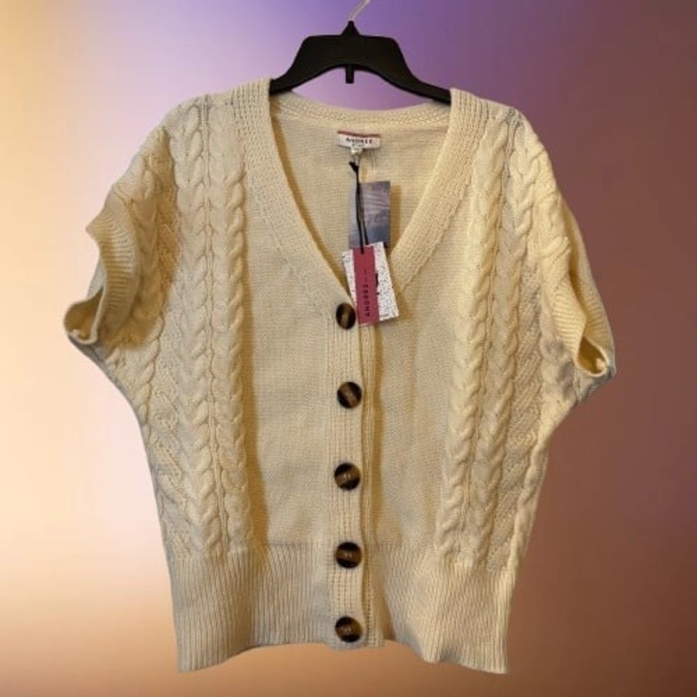 Andree By Unit Women's Cardigan Sweater NWT Sz 1X Cream‎